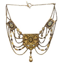 Antique Empire Wedding Necklace 18 K Yellow and Rose Gold Enamel Pensez a Moi 