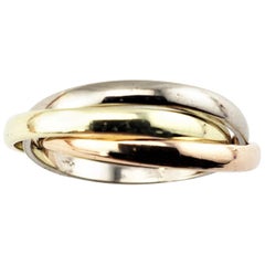 14 Karat Yellow, Rose and White Gold Three Band Ring Size 6.25 #8758