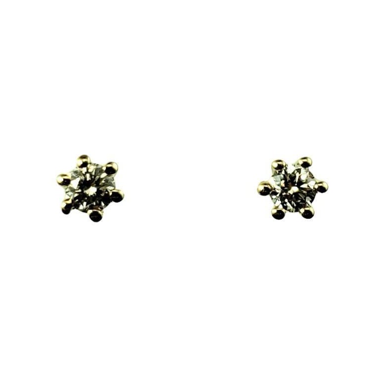 14K Yellow Gold Diamond Stud Earrings #16629 For Sale