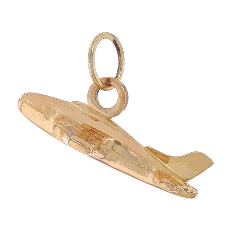 Yellow Gold Airplane Charm - 18k Aviation Travel Keepsake