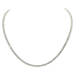 Weißer runder Diamant-Tennis-Halskette aus 14K Weißgold