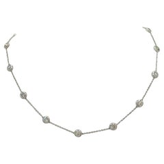 White Diamond Round Chain Necklace in 14K White Gold