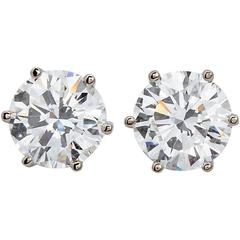 4.00 Carat GIA H/VVS2 Round Diamond Studs Six-Prong Earrings 10