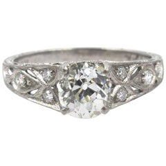  1.21 Carat Old European Cut Diamond Platinum Engagement Ring GIA Certified