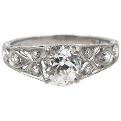 1.21 carat Old Mine Cut GIA Cert Diamond Platinum Filigree Engagement Ring 3
