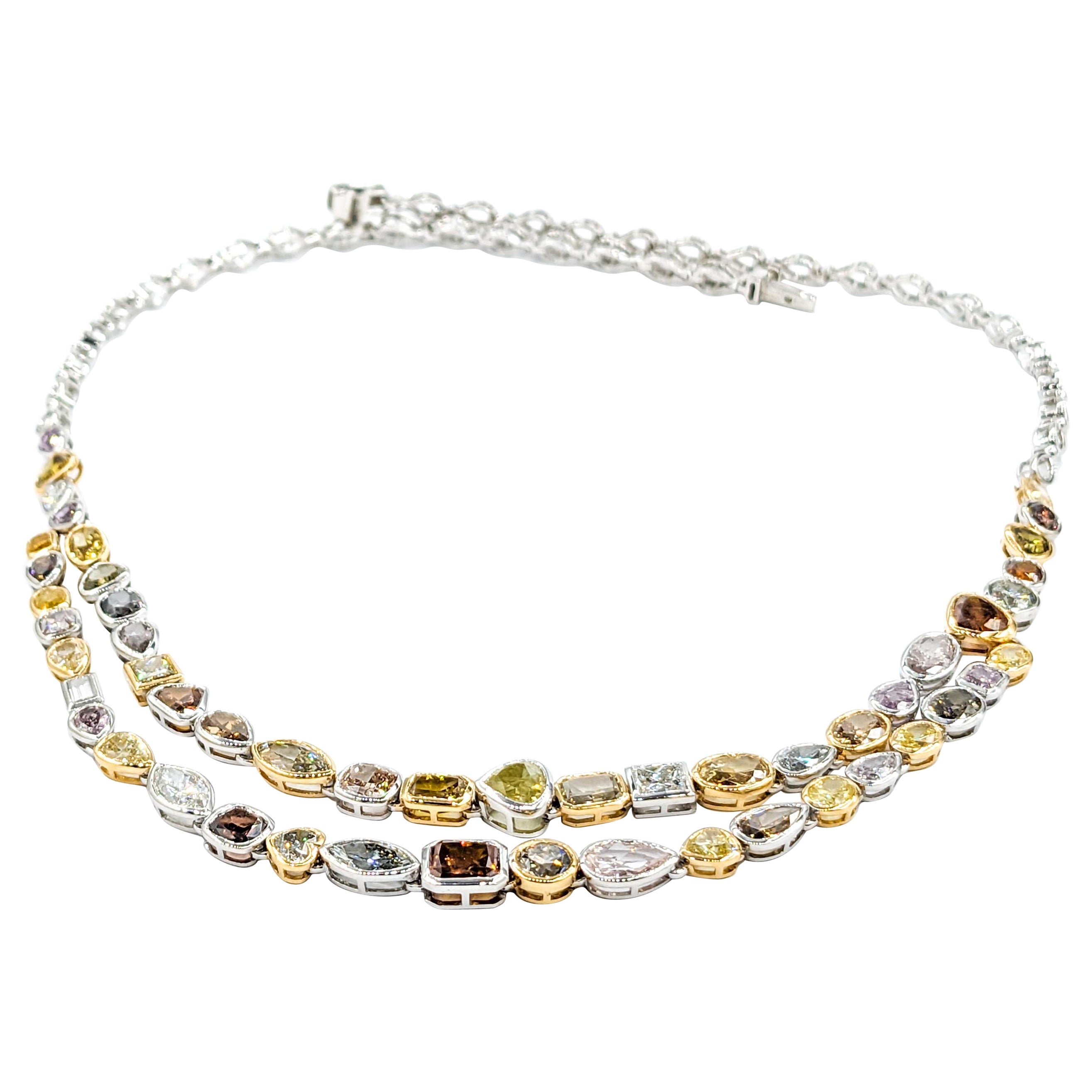 22,73ctw Multi Diamanten Double Halskette in Weißgold im Angebot