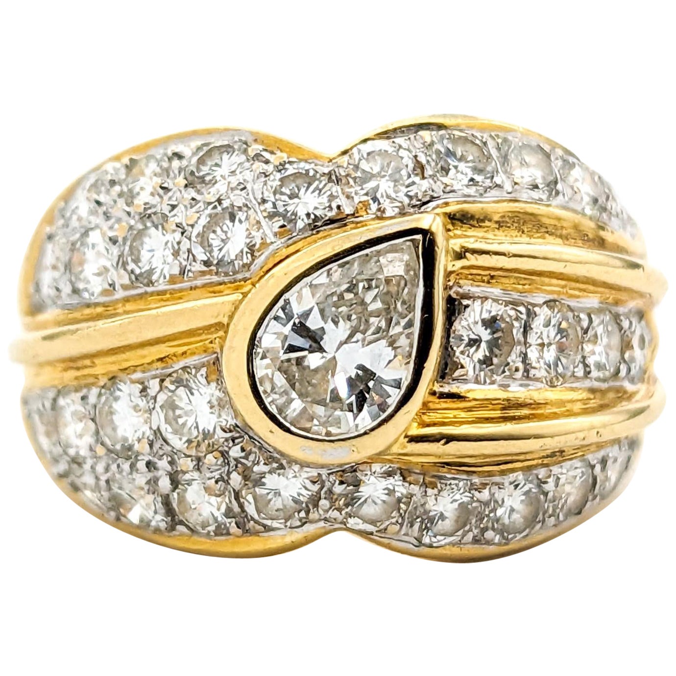 Unique Diamond & 18K Gold Dress Ring In Yellow Gold