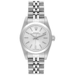 Rolex Oyster Perpetual Non-Date Silver Dial Steel Ladies Watch 76080 Box Papers