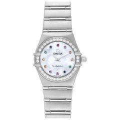 Used Omega Constellation Iris Mother of Pearl Diamond Steel Ladies Watch 1465.79.00