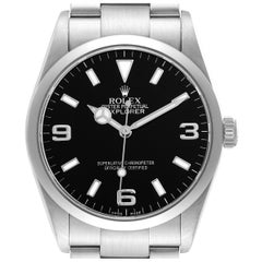 Used Rolex Explorer I Black Dial Steel Mens Watch 114270 Box Papers