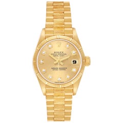 Vintage Rolex President Datejust 26 Diamond Dial Yellow Gold Ladies Watch 79278