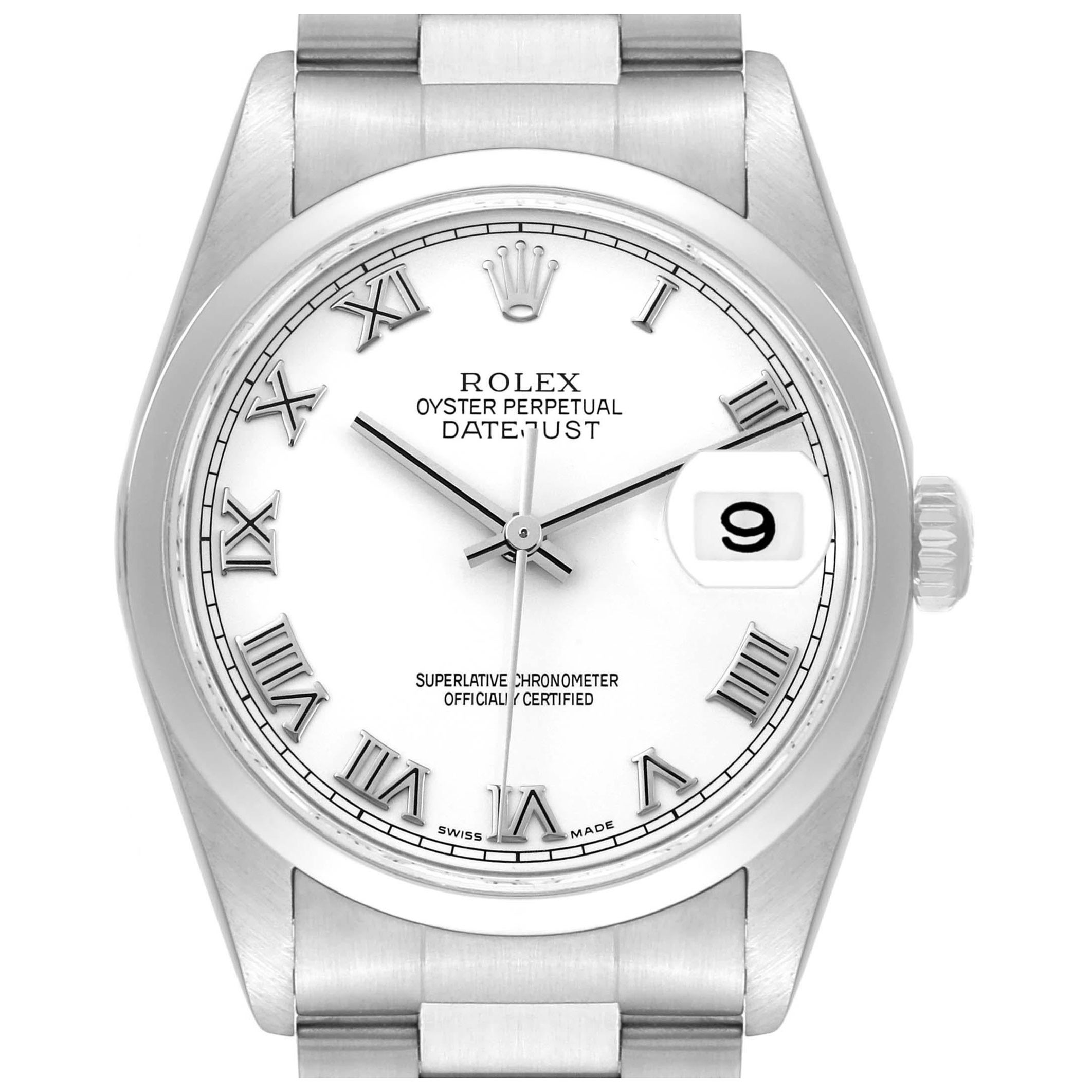 Rolex Montre Datejust 36 avec cadran romain blanc pour hommes 16200