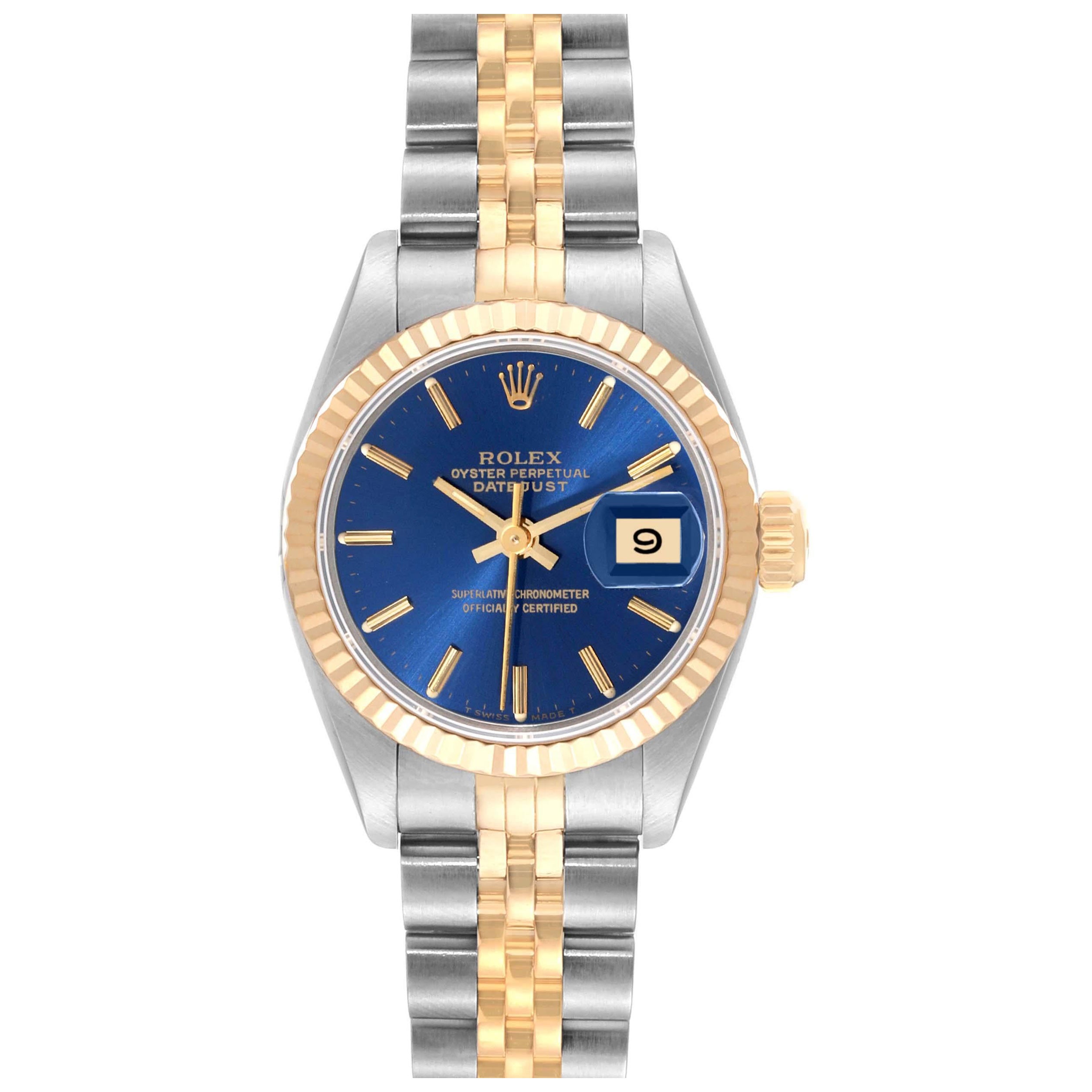 Rolex Datejust Blue Dial Steel Yellow Gold Ladies Watch 69173