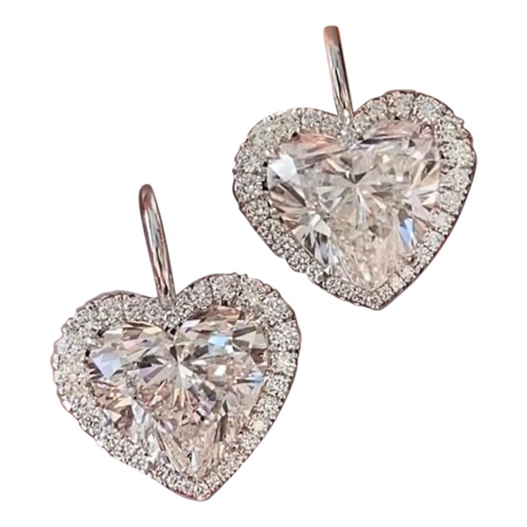 GIA/IGI Certified 10.00 Carats Diamonds 18K Gold Earrings  For Sale