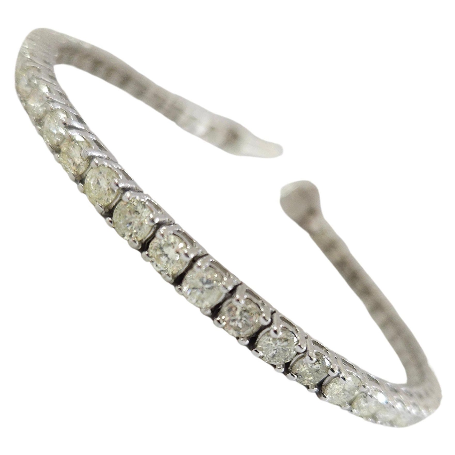 7.52 Carat Round Brilliant Cut Diamond Tennis Bracelet 14 Karat White Gold For Sale