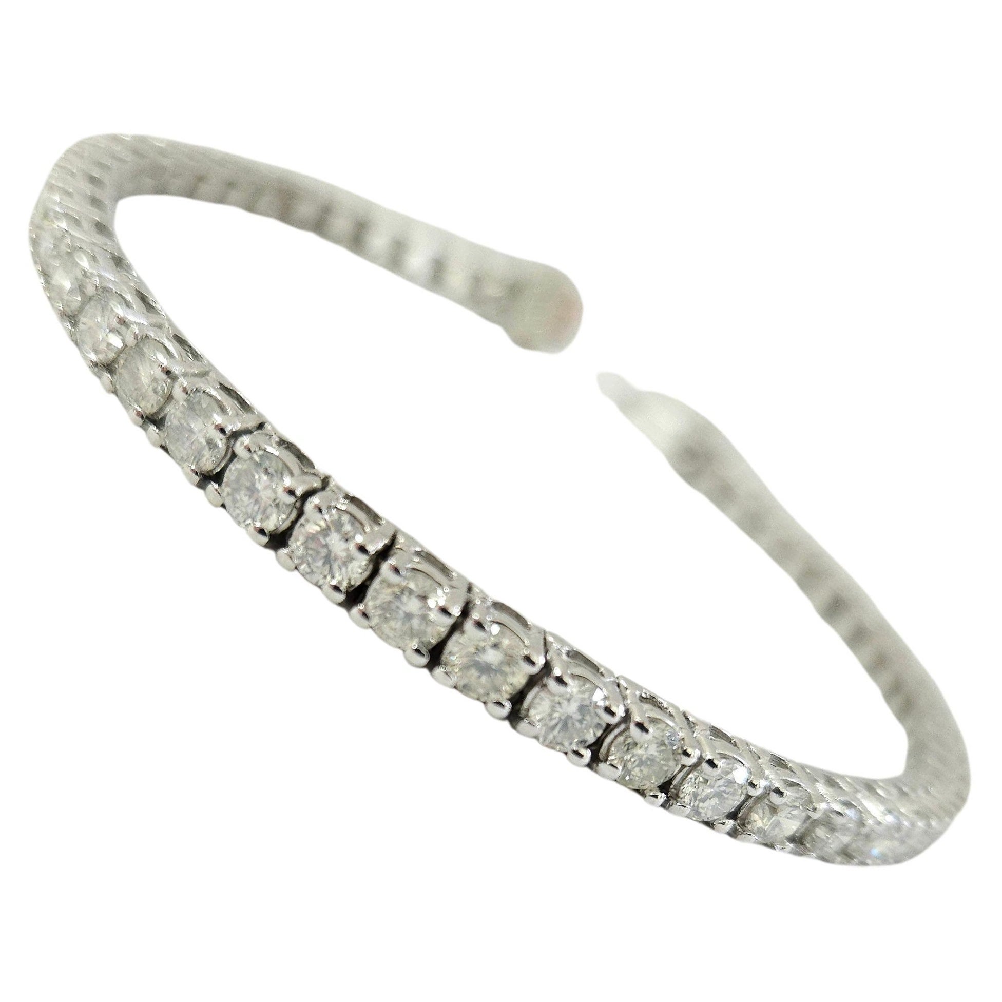 Bracelet de tennis en or blanc 14 carats avec diamants ronds taillés en brillant de 7,12 carats