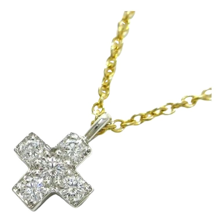 TIFFANY & Co. Platinum 18K Gold Diamond Cruciform Cross Pendant Necklace For Sale
