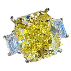 Emilio Jewelry Gia Certified 9.95 Carat Fancy Intense Yellow Diamond Ring 
