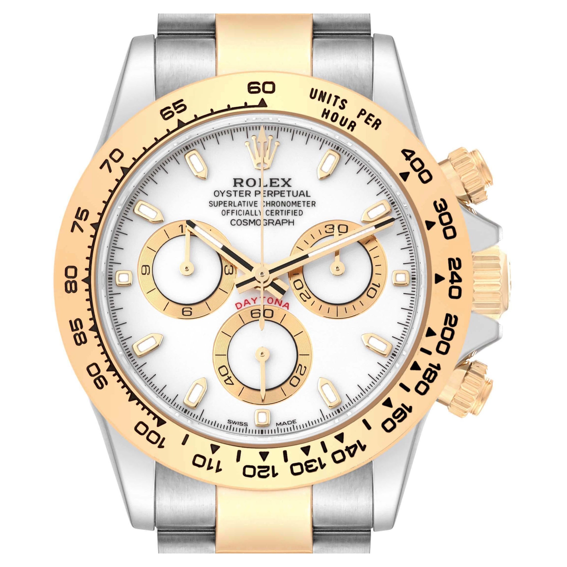 Rolex Cosmograph Daytona Steel Yellow Gold White Dial Mens Watch 116503