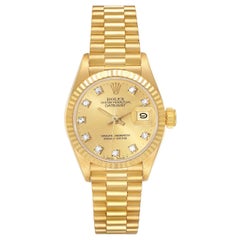 Rolex Montre Datejust President en or jaune avec cadran en diamants pour femmes 69178