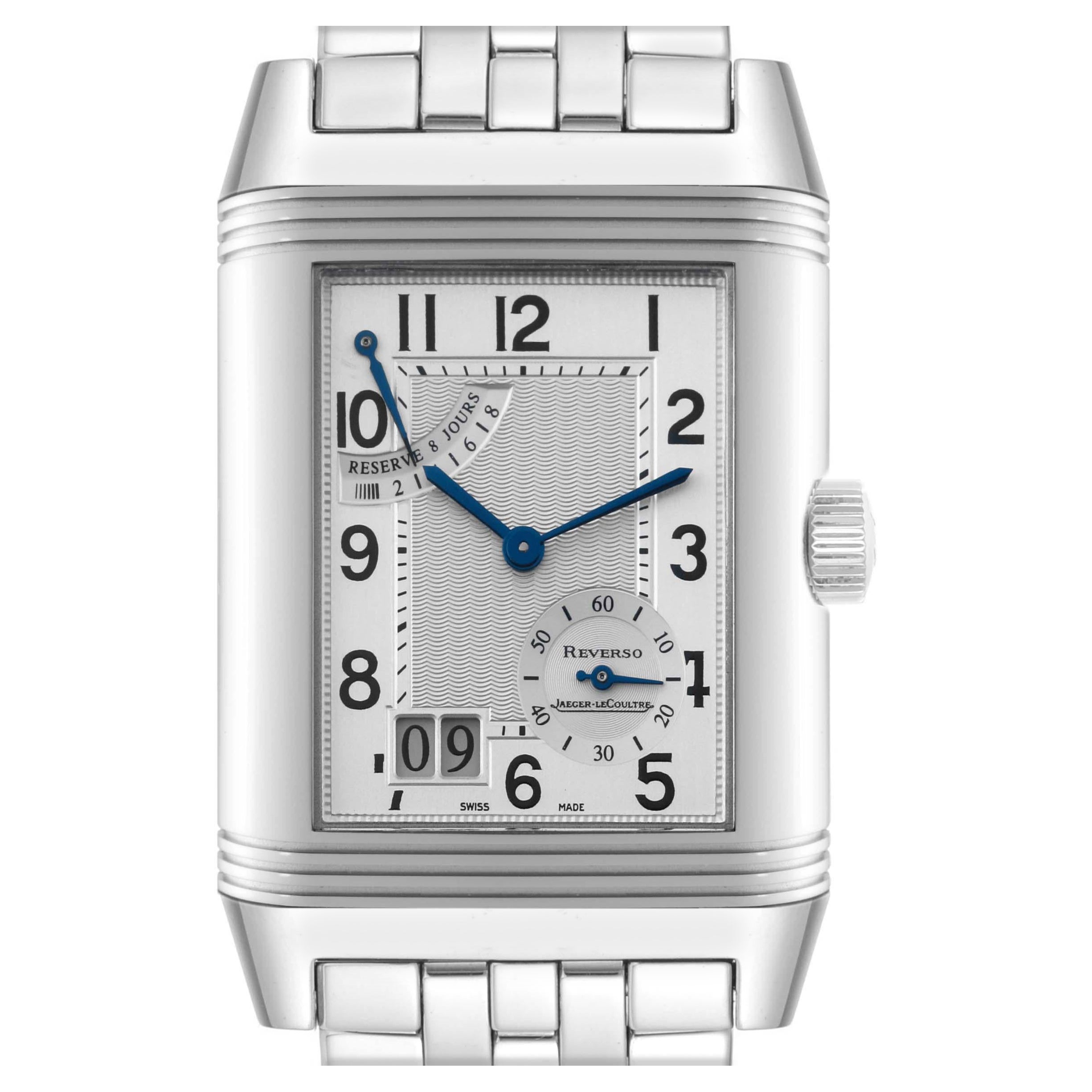 Jaeger LeCoultre Reverso Grande Date Steel Mens Watch 240.8.15 Q3008120 Papers