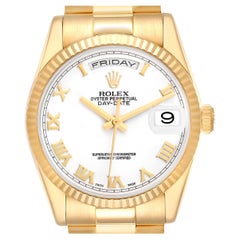Rolex President Day-Date Yellow Gold White Dial Mens Watch 118238 Box Card