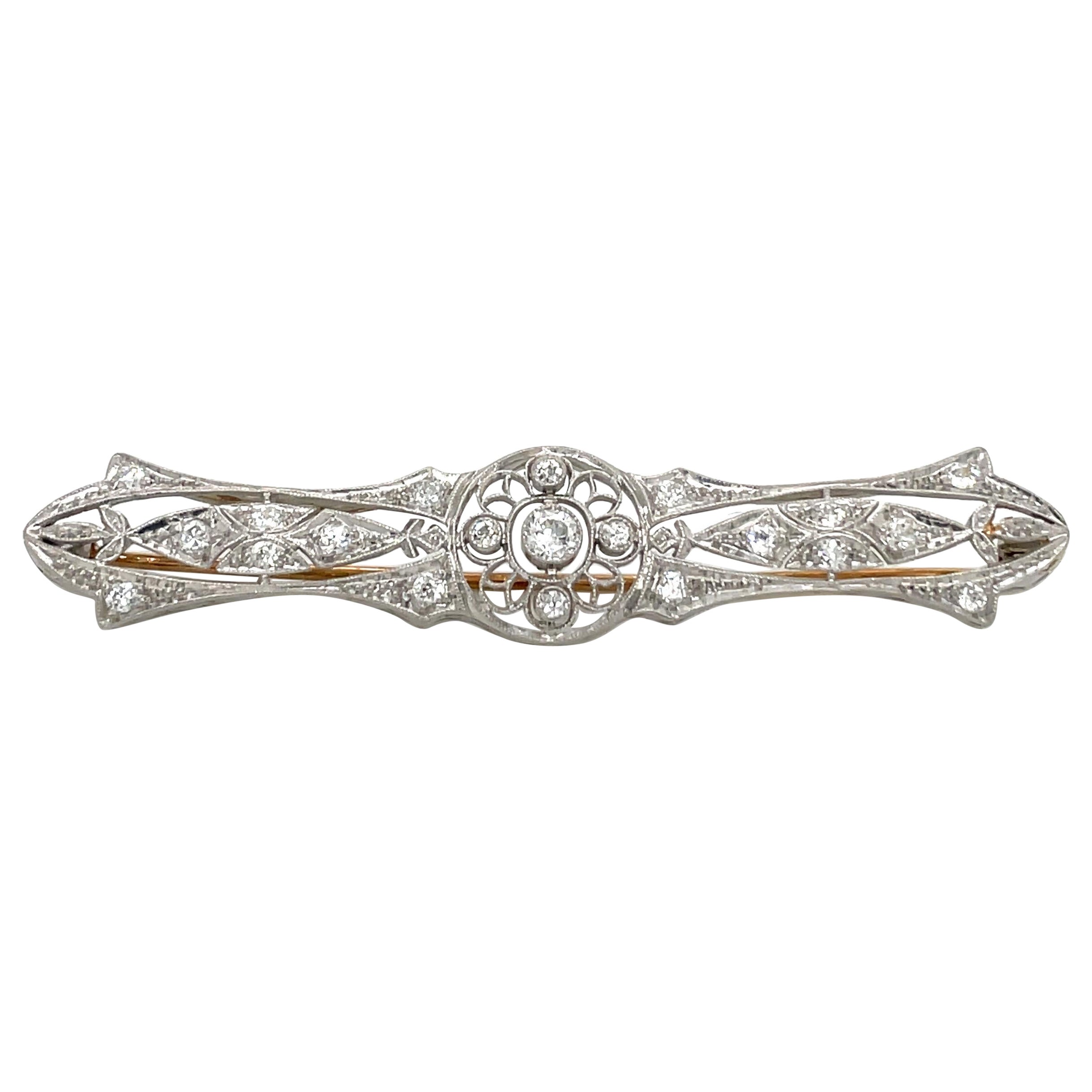 Vintage 1930'S Platinum Art Deco Diamond Pin