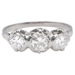 Art Deco Diamond Three Stone Platinum Ring
