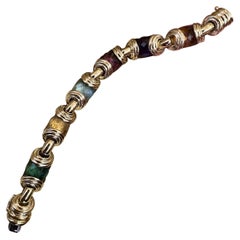 MultiColor Gemstone Statement Bracelet in 18k Yellow Gold