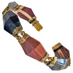 Antique Scottish Agate Gold Bracelet, circa 1875