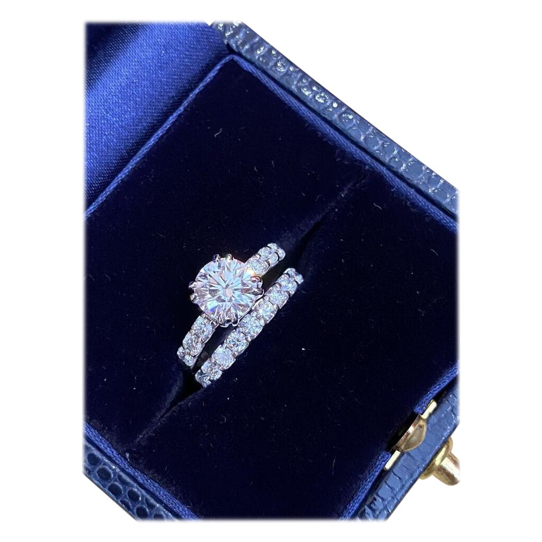 GIA 1.23 Carat Engagement Diamond Ring Set in 14k White Gold For Sale