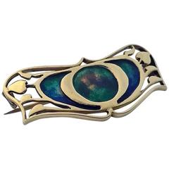 Gold Enamel Art Nouveau Brooch, attributed Archibald Knox for Liberty, C.1900. 