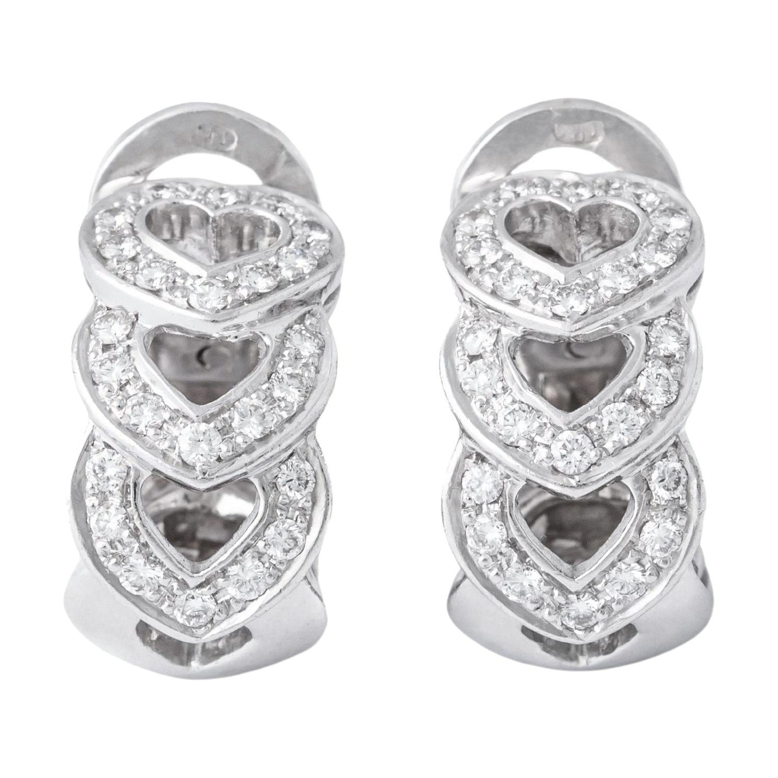 French Heart design Diamond White Gold 18K Earrings