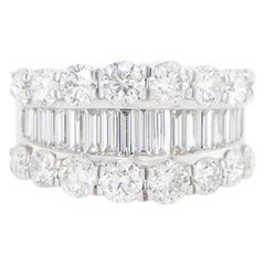 Diamond Wide Band Ring Baguette and Round 3.37 Carats 18K White Gold