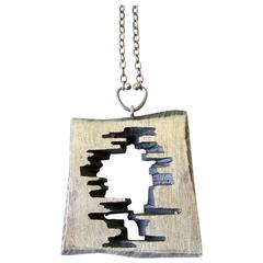 Sten and Laine Sterling Silver Brutal Modernist Necklace 5