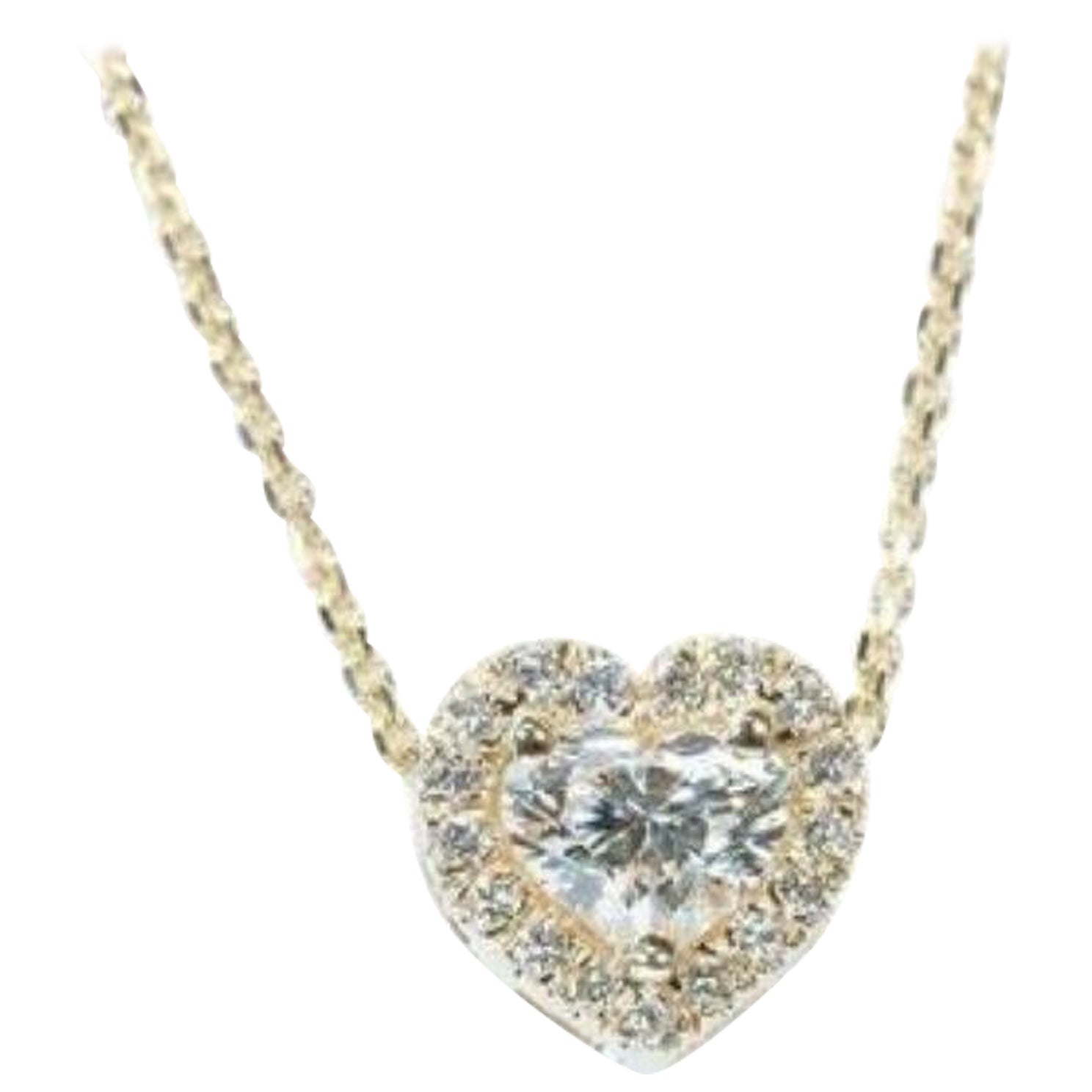 Sparkling 0.74ct Heart Brilliant Diamond Necklace in 18K Yellow Gold