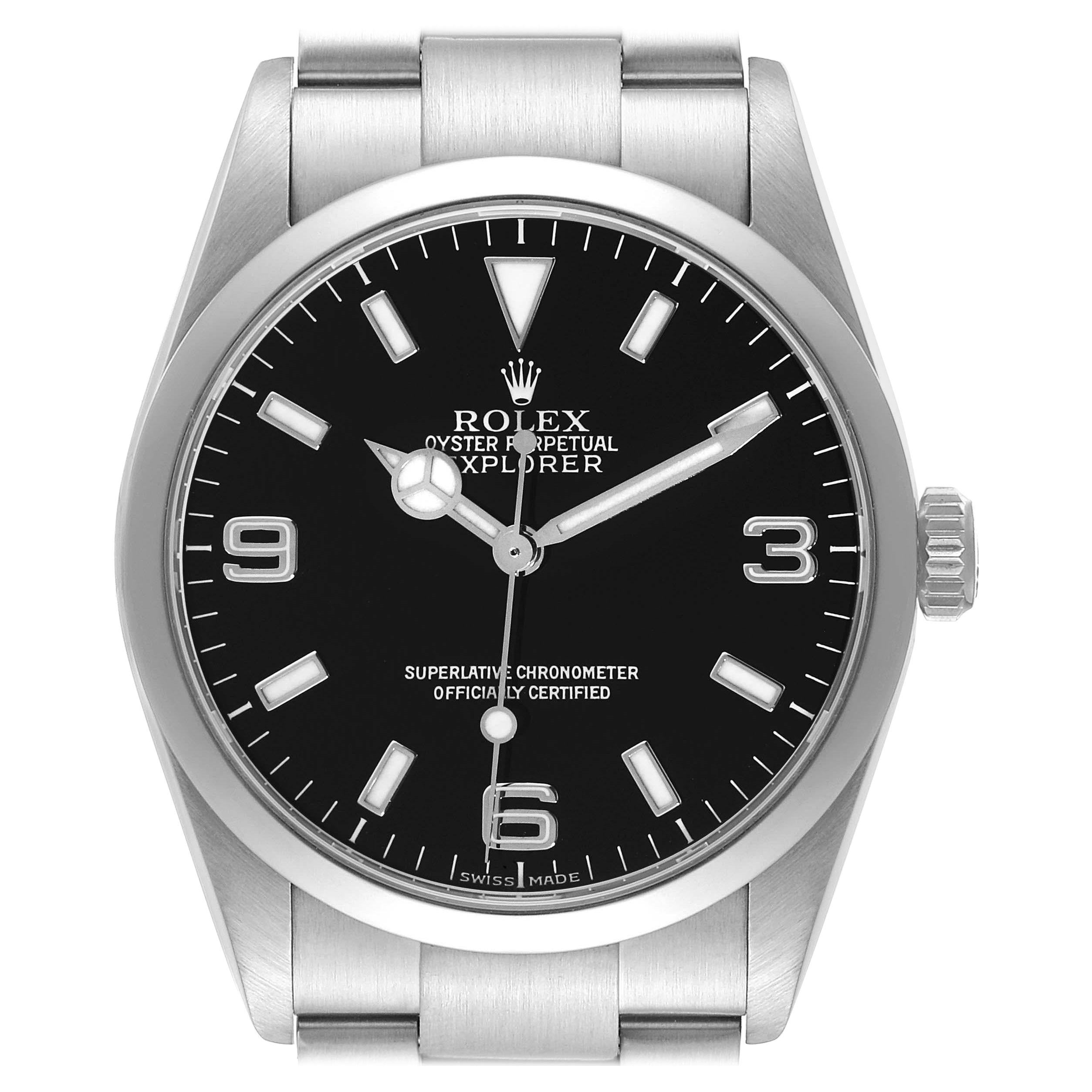 Rolex Explorer I Black Dial Steel Mens Watch 114270 Box Papers For Sale