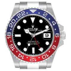 Used Rolex GMT Master II Blue Red Pepsi Bezel Steel Mens Watch 126710 Box Card