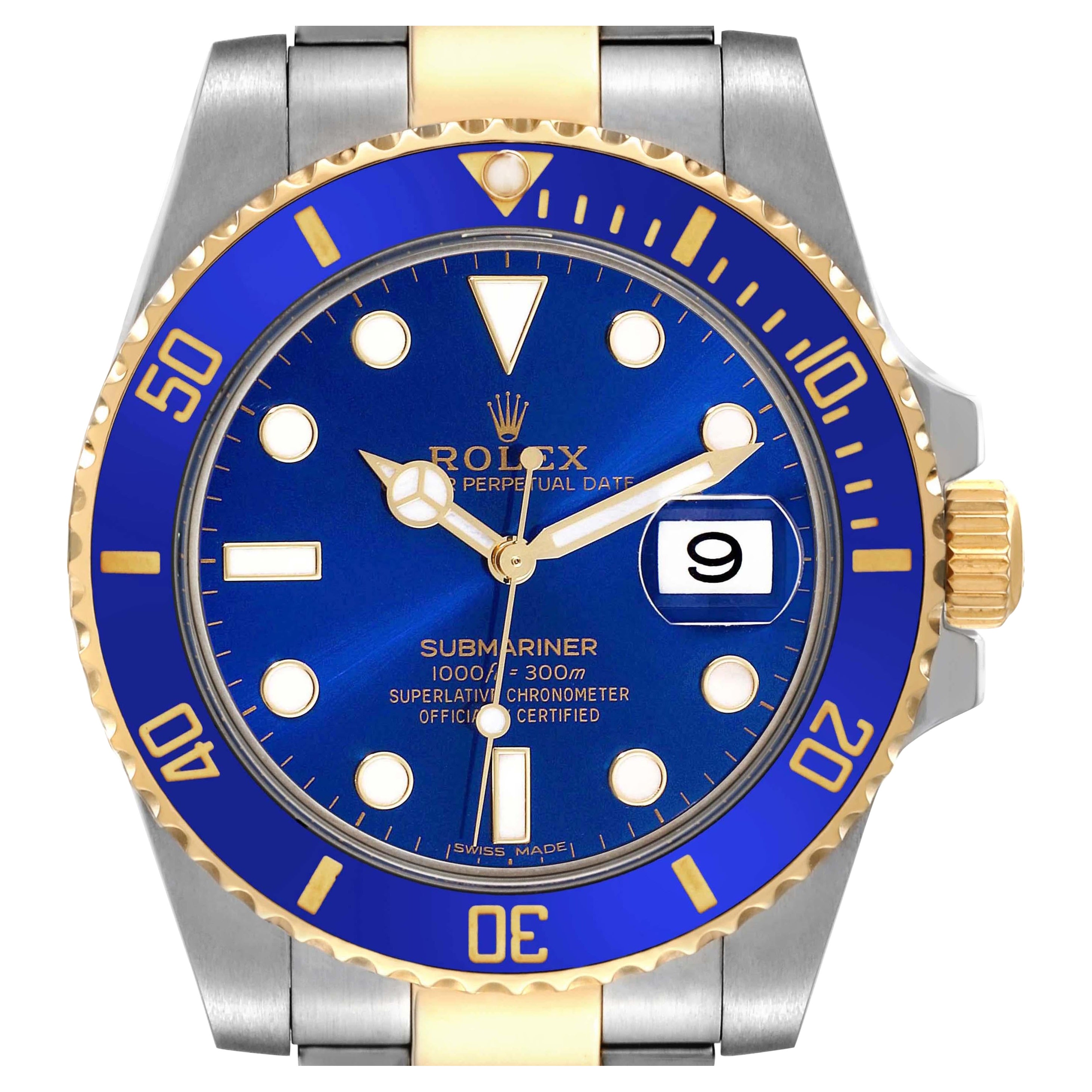 Rolex Submariner Steel Yellow Gold Blue Dial Mens Watch 116613