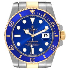 Used Rolex Submariner Steel Yellow Gold Blue Dial Mens Watch 116613