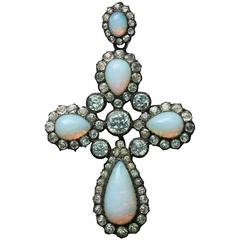 Antique Large Opaline and Paste Cross