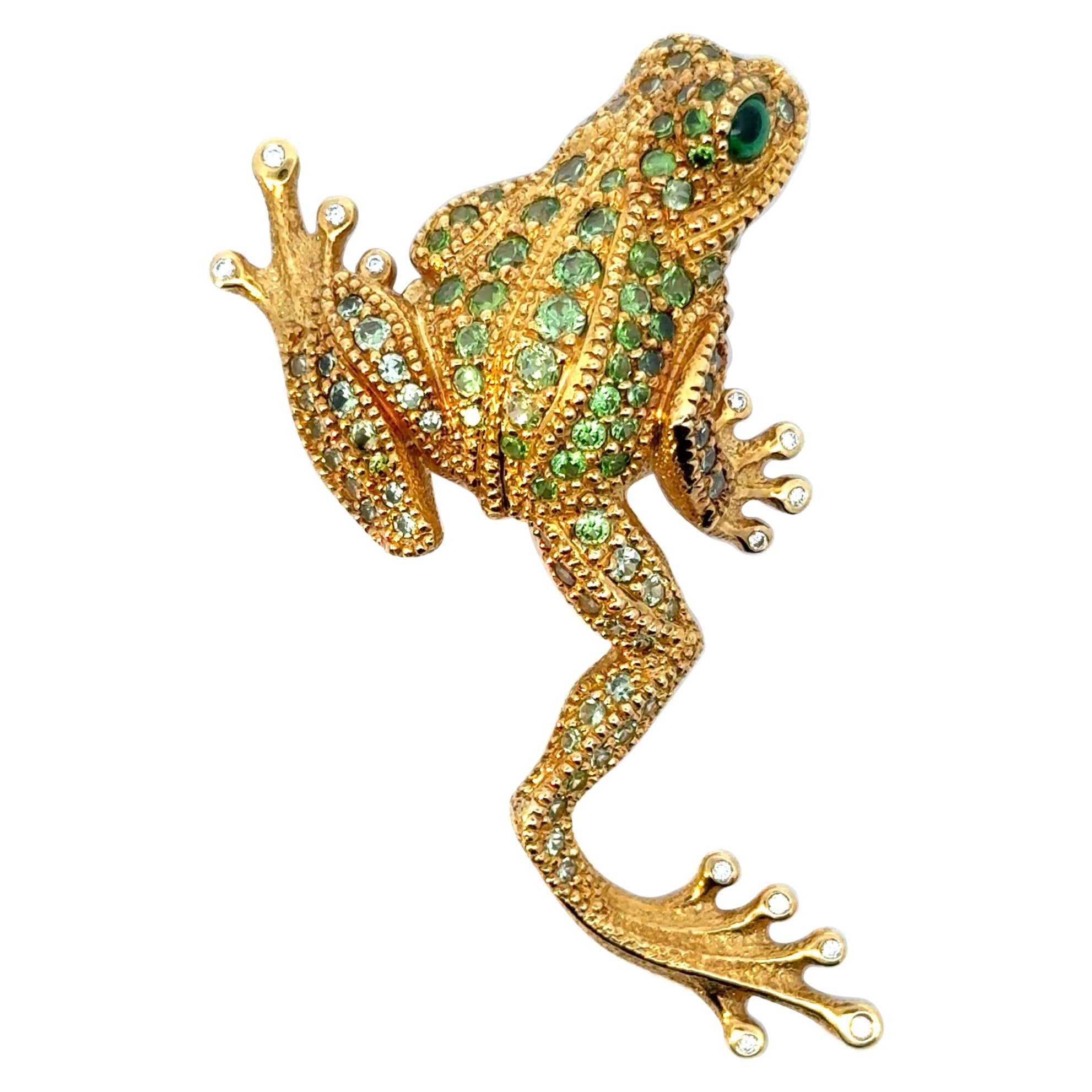 Demantoid Garnet "Frog" Brooch For Sale