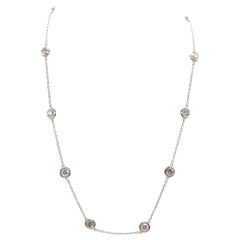 2.03 Carat 10 Station Diamond by the Yard Necklace 14 Karat White Gold 17" (Collier en or blanc 14 carats)