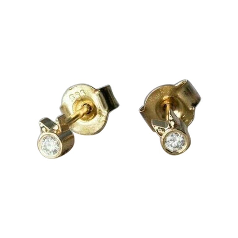 Diamond Cat Stud Earrings 14K Solid Gold Women Earrings  wedding gift  For Sale