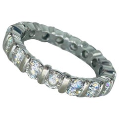 Vintage 2.04 Carat Round Diamonds Eternity Ring 18k White Gold