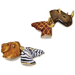 Multicolored Enamel Gold Safari Cufflinks