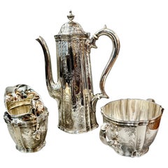Tiffany Co Coffee/Tea Set  Antique Victorian Regency American Engraved Sterling 