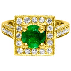 3.00 Carat Emerald & Diamond Cocktail Vintage Ring