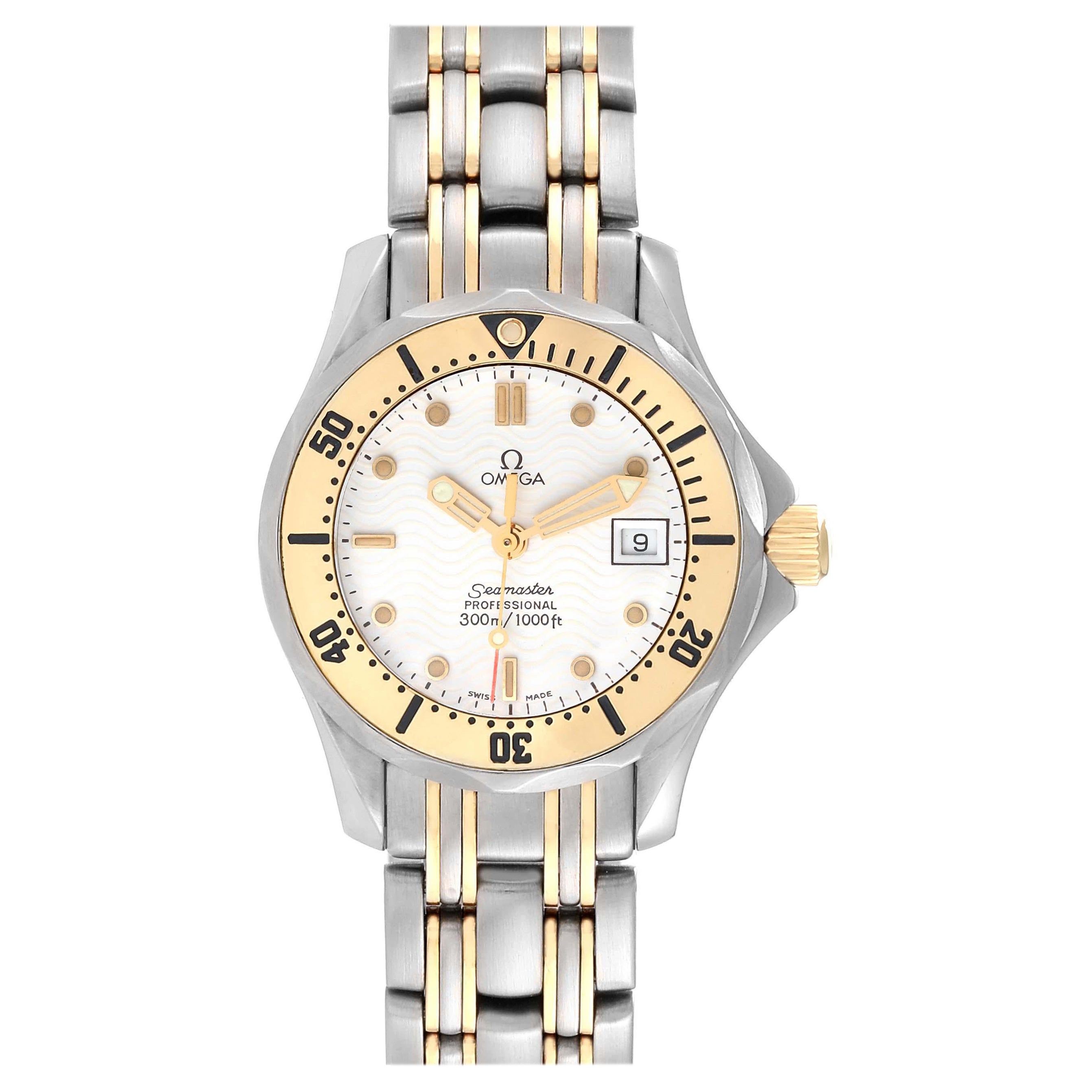 Omega Seamaster Diver Steel Yellow Gold Ladies Watch 2382.20.00 Box Card For Sale