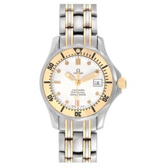 Used Omega Seamaster Diver Steel Yellow Gold Ladies Watch 2382.20.00 Box Card